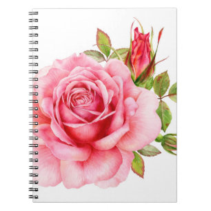 Cuaderno Ilustracion acuático de una delicada rosa wi
