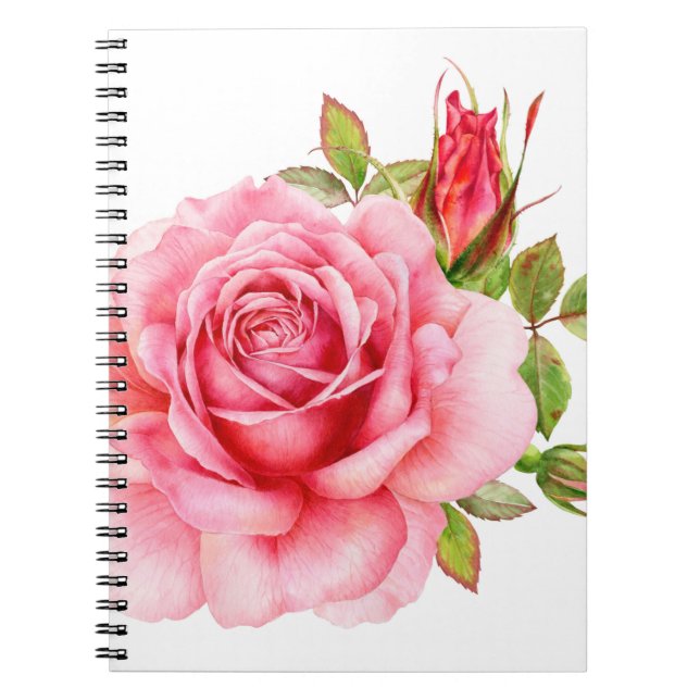 Cuaderno Ilustracion acuático de una delicada rosa wi (Frente)