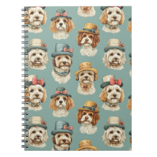 Cuaderno Ilustración adorable de perros con sombreros