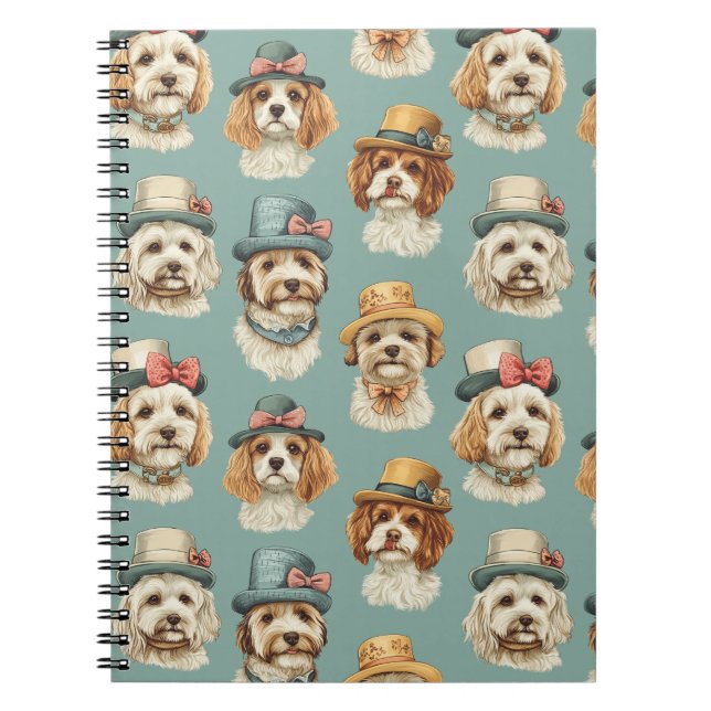 Cuaderno Ilustración adorable de perros con sombreros (Frente)
