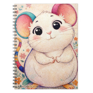 Cuaderno Ilustración adorable de ratón pastel kawaii