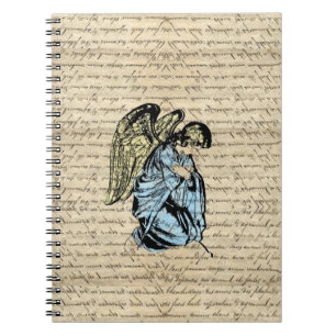 Cuaderno Ilustracion antiguo del ángel en el papel del