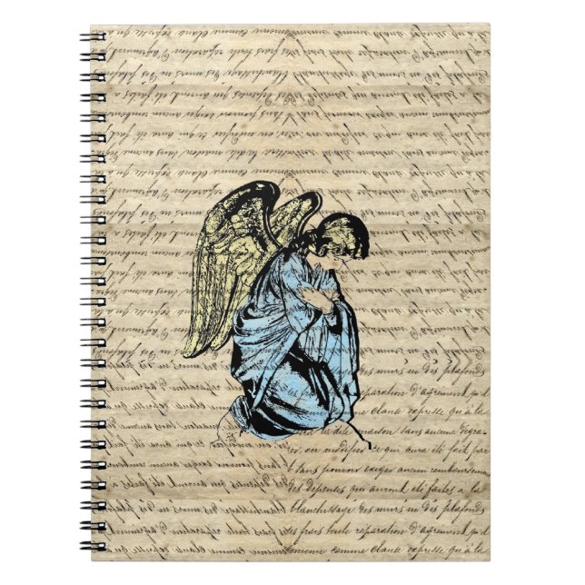 Cuaderno Ilustracion antiguo del ángel en el papel del (Frente)