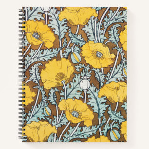 Cuaderno Ilustración Art Nouveau Amapola Flor Amarilla
