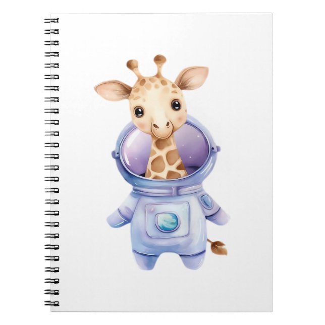 Cuaderno Ilustracion Astronauta de Girafa Adorable Clásico  (Frente)