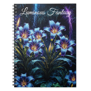 Cuaderno Ilustracion bioluminiscente de jardín nocturno