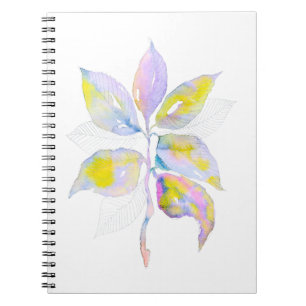 Cuaderno Ilustración Botánica de Hojas en Acuarela Pastel