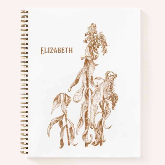 Cuaderno Ilustración Botánica Personalizada Elegante (Anverso)