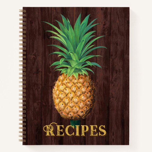 Cuaderno Ilustracion botánico de piña contra la caoba (Anverso)
