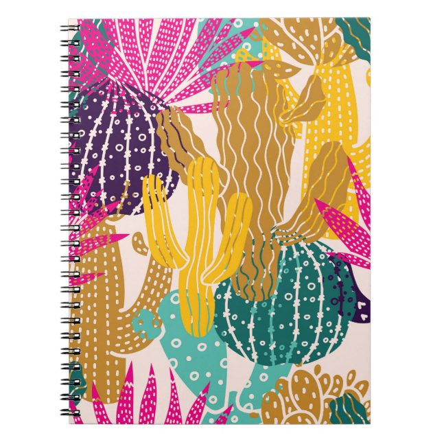 Cuaderno Ilustracion Cactus Vintage sin soldadura. (Frente)
