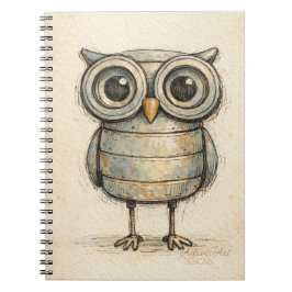 Cuaderno Ilustración caprichosa de búho steampunk