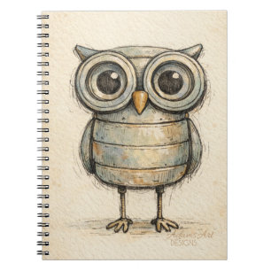 Cuaderno Ilustración caprichosa de búho steampunk