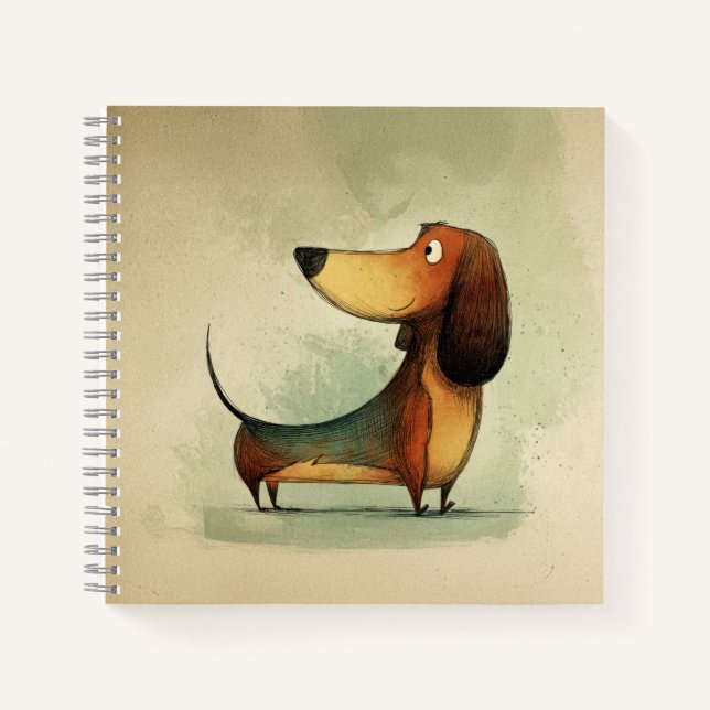 Cuaderno Ilustración caprichosa de perro - Dachshund adorab (Anverso)