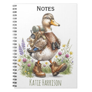 Cuaderno Ilustración caprichosa de un pato de excursión con