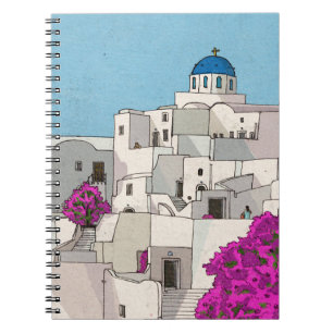 Cuaderno Ilustracion caprichoso de Oia Santorini Island Gre
