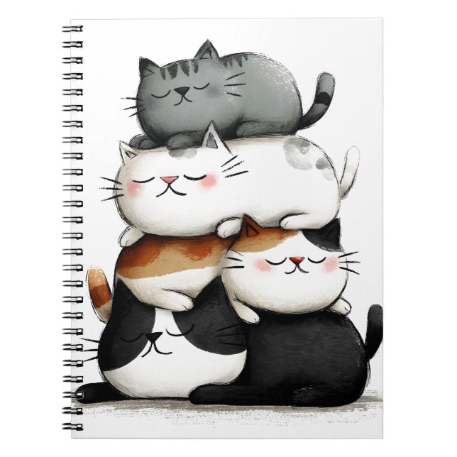 Cuaderno Ilustracion caprichoso de un montón de gatos adora (Frente)