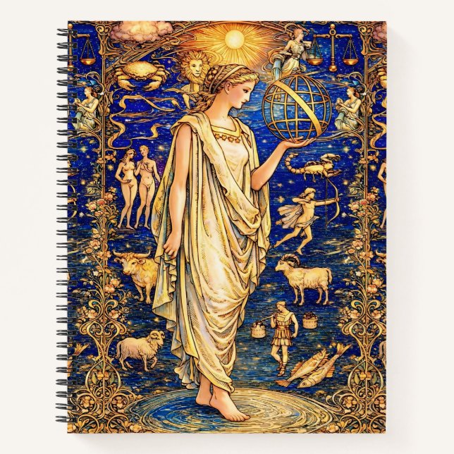 Cuaderno Ilustración Celestial de la Diosa Zodiaco Art Nouv (Anverso)