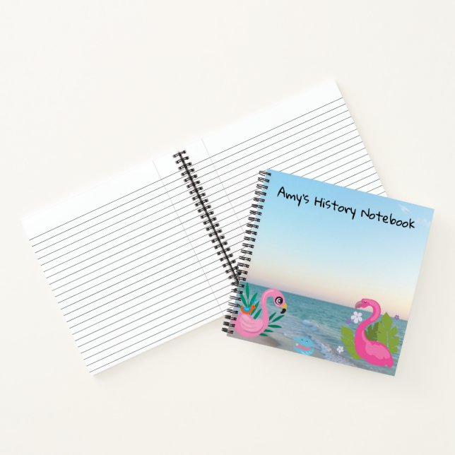 Cuaderno Ilustración centrada en el océano de flamencos ros (Interior)