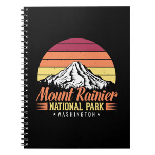 Cuaderno Ilustración Colorida Retro del Monte Rainier