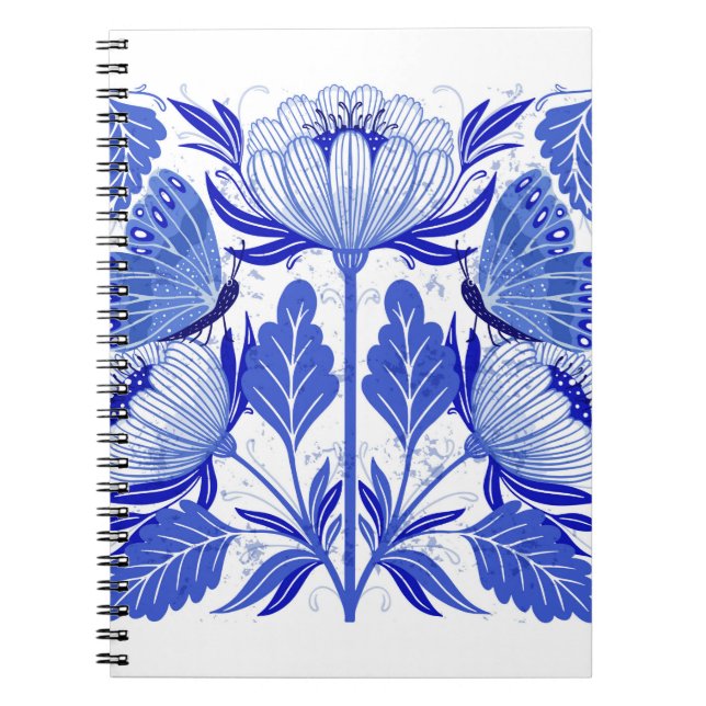 Cuaderno ilustracion con mariposas y flores aisladas (Frente)