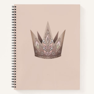 Cuaderno Ilustracion corona dorada tiara joyería perlas