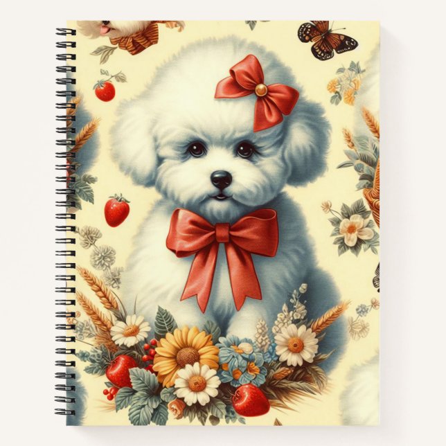 Cuaderno Ilustracion Cute Vintage Bichon Frisé (Anverso)