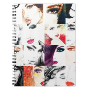 Cuaderno Ilustracion de acuarela de color retrato femenino