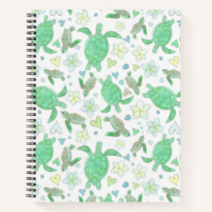 Cuaderno Ilustracion de acuarela de tortuga marina portáti