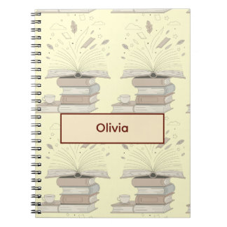 Cuaderno Ilustración de amante de libros con libro abierto