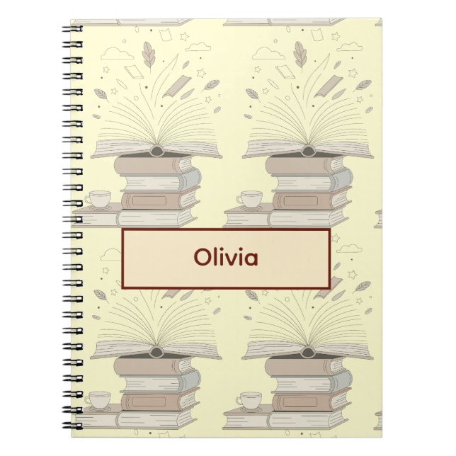 Cuaderno Ilustración de amante de libros con libro abierto (Frente)