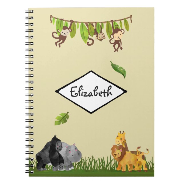 Cuaderno Ilustracion de animales de la jungla de Safari en  (Frente)
