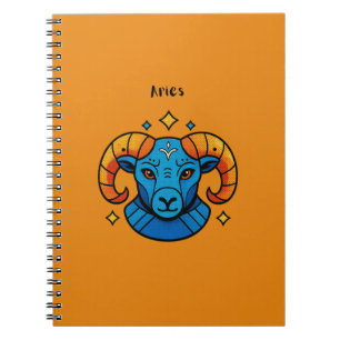 Cuaderno Ilustración de Aries signo zodiacal arte pop retro