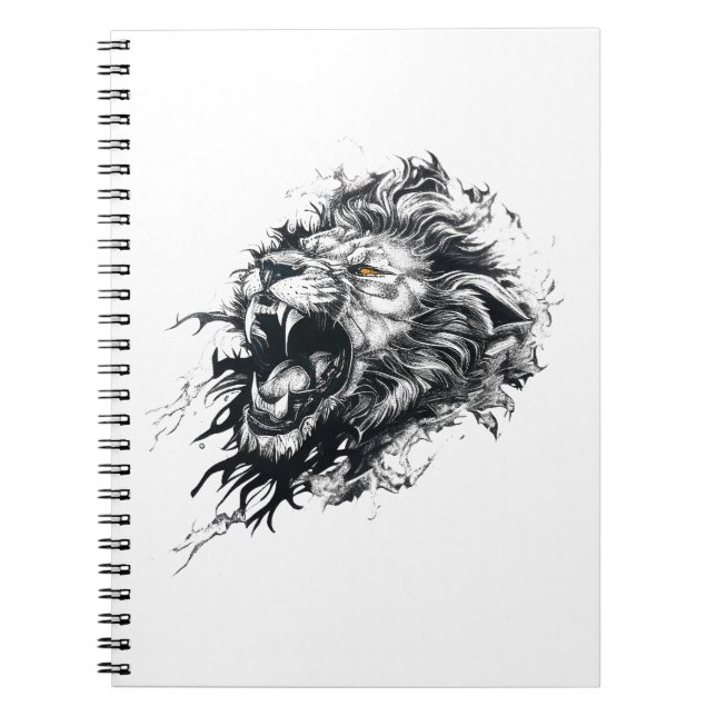 Cuaderno Ilustracion de arte de animales salvajes de león (Frente)