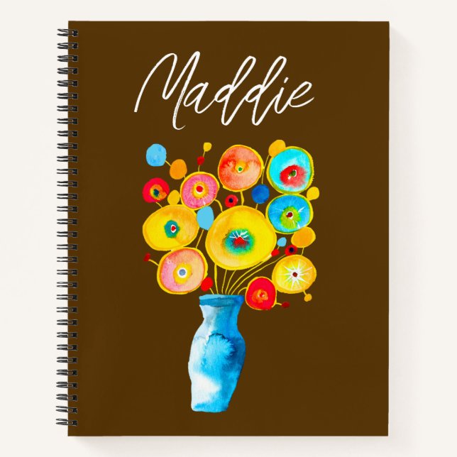 Cuaderno Ilustracion de arte de flores funky (Anverso)