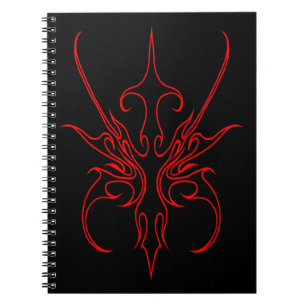 Cuaderno Ilustración de arte de línea tribal negra y roja f