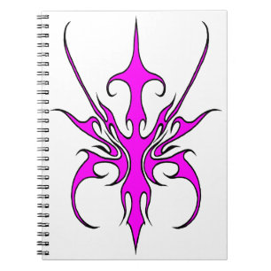 Cuaderno Ilustración de arte de línea tribal rosa y negro f