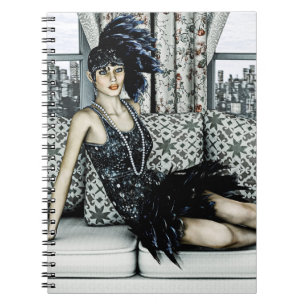 Cuaderno Ilustración de Arte de Moda Flapper de los Rugient