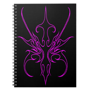 Cuaderno Ilustración de arte lineal tribal negro y rosa fer