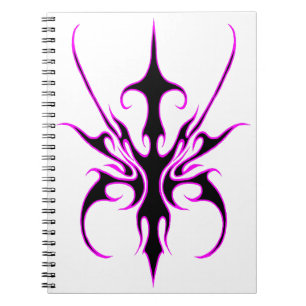 Cuaderno Ilustración de arte lineal tribal negro y rosa fer
