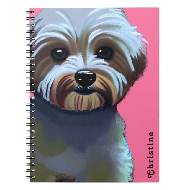Cuaderno Ilustracion de arte maltipoo con nombre personaliz (Frente)