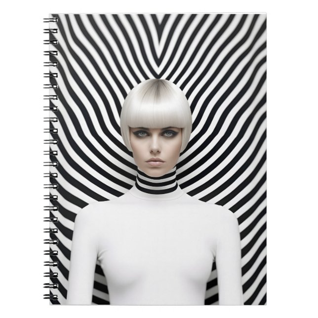 Cuaderno Ilustracion De Arte Moderno De Mujeres Blancas Y N (Frente)