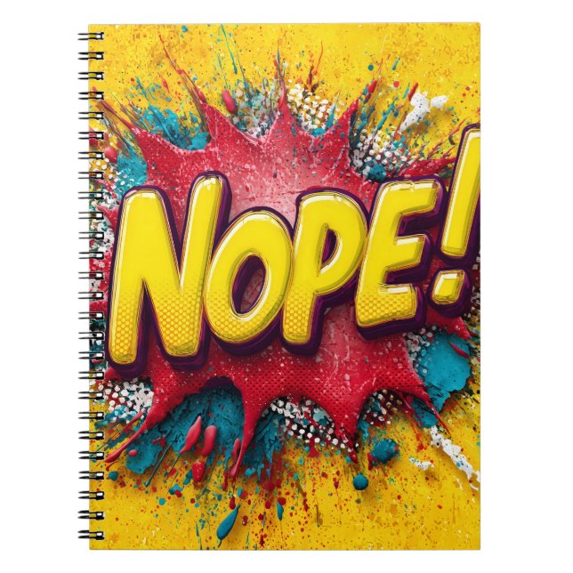 Cuaderno Ilustración de Arte Pop con un 'NOPE' Amarillo Int (Frente)