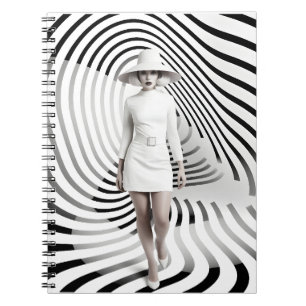 Cuaderno Ilustracion De Arte Único Para Mujeres Blancas Y N