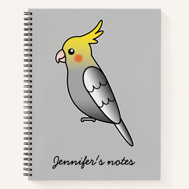 Cuaderno Ilustración de ave de dibujos animados de cacatúa  (Anverso)