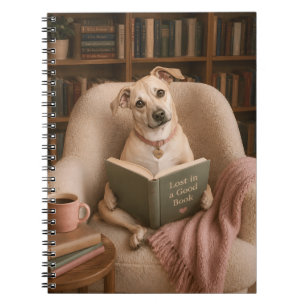 Cuaderno Ilustración de biblioteca en acuarela de perro ley