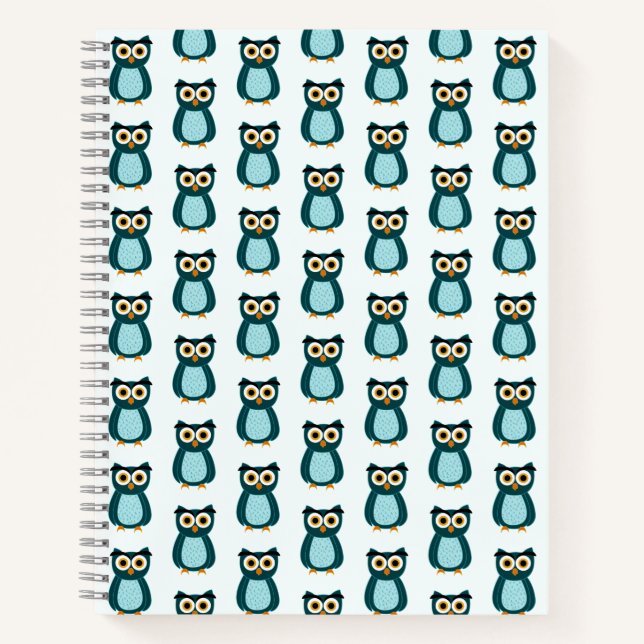 Cuaderno Ilustración de búho azul (Anverso)