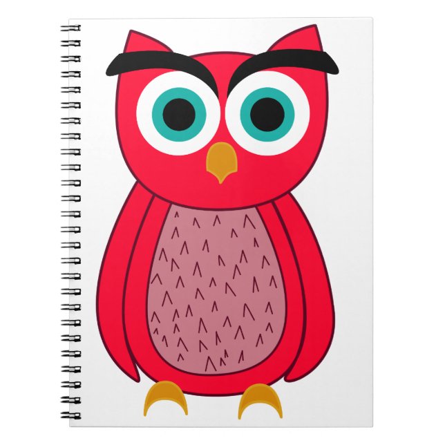 Cuaderno Ilustración de búho rosa lindo (Frente)