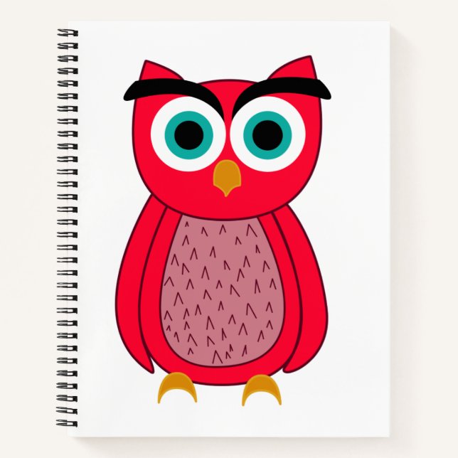 Cuaderno Ilustración de búho rosa lindo (Anverso)