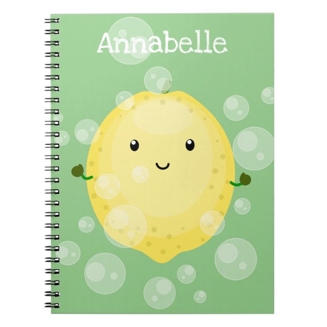 Cuaderno Ilustracion de burbujas de personalizado de limón (Frente)
