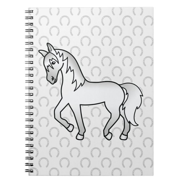 Cuaderno Ilustración de caballo de dibujos animados gris li (Frente)